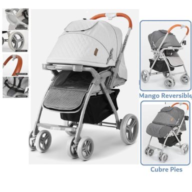 COCHE CUNA REVERSIBLE BARCELONA GRIS