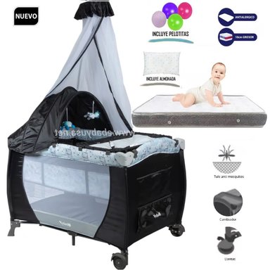 CUNA CORRAL MECEDORA CON CAMBIADOR SALLY 716 + COLCHÓN 4.5'