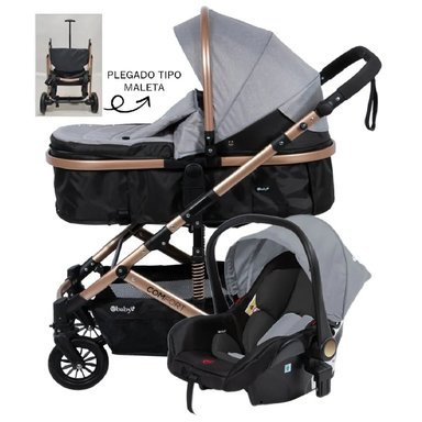 COCHE MOISES COMFORT CON PORTA BEBE GRIS