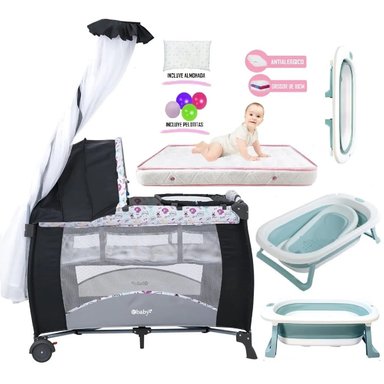 CUNA CORRAL MECEDORA SALLY 716 + COLCHÓN DE 4' + TINA