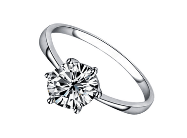 ANILLO DE COMPROMISO DE PLATA BAÑADO EN ORO BLANCO MODELO 354 - 2