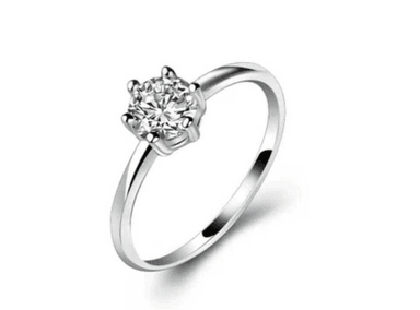 ANILLO DE COMPROMISO DE PLATA BAÑADO EN ORO BLANCO MODELO 356