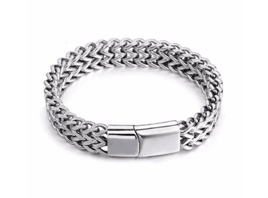 BRAZALETE PULSERA DE TITANIO PARA HOMBRE COLOR PLATA MODELO 1602