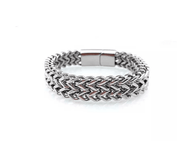 BRAZALETE PULSERA DE TITANIO PARA HOMBRE COLOR PLATA MODELO 1602 - 2