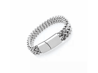 BRAZALETE PULSERA DE TITANIO PARA HOMBRE COLOR PLATA MODELO 1602 - 3