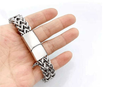 BRAZALETE PULSERA DE TITANIO PARA HOMBRE COLOR PLATA MODELO 1602 - 4