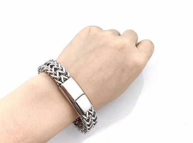 BRAZALETE PULSERA DE TITANIO PARA HOMBRE COLOR PLATA MODELO 1602 - 5