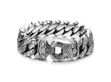 PULSERA AFRODITA NÓRDICO ACERO BRAZALETE LABRADO HOMBRE ESTILO
