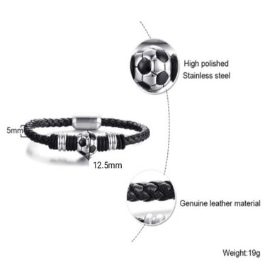 PULSERA DE CUERO VACUNO PARA HOMBRE MODELO SOCCER BALL - 4