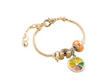 PULSERA EC SHOP ARCOÍRIS ACERO DORADA MUJER CON CHARMS