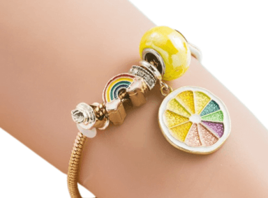 PULSERA EC SHOP ARCOÍRIS ACERO DORADA MUJER CON CHARMS - 2