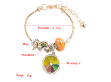 PULSERA EC SHOP ARCOÍRIS ACERO DORADA MUJER CON CHARMS - 3