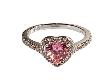 ANILLO DE COMPROMISO DE PLATA BAÑADO EN ORO BLANCO MODELO 614 ROSA