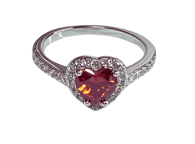 ANILLO DE COMPROMISO DE PLATA BAÑADO EN ORO BLANCO MODELO 614 RUBÍ - 1