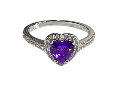 ANILLO DE COMPROMISO DE PLATA BAÑADO EN ORO BLANCO MODELO 614 AMATISTA