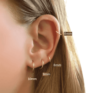 TRÍO DE ARETES DE PLATA 925 MODELO HUGGIES DORADO UNISEX - 5