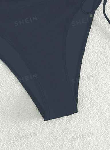 ROPA DE BAÑO PUSH UP MUJER SHEIN GRIS OSCURO 1 PIEZA CON CORDONES LATERALES - 5