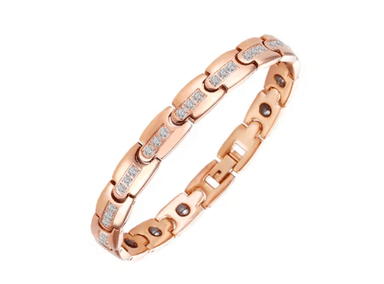 PULSERA AFRODITA YSB-21 MAGNÉTICA SALUDABLE TITANIO CON HEMATITAS Y CIRCONITAS