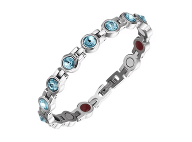 PULSERA AFRODITA YSB-11 MAGNÉTICA SALUDABLE CON BRILLANTES SWAROVSKI LIGHT BLUE