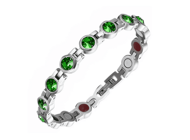 PULSERA AFRODITA YSB-11 MAGNÉTICA SALUDABLE CON BRILLANTES SWAROVSKI GREEN