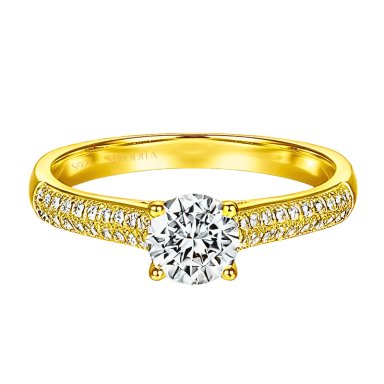 ANILLO DE COMPROMISO AFRODITA 375 PLATA MACIZA BAÑADO EN ORO 18K - 1