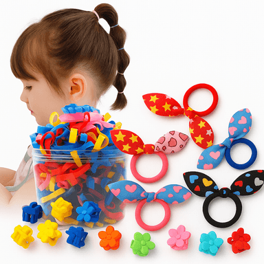 SET DE ACCESORIOS CABELLO NIÑA BEBÉ LAZOS LIGAS GANCHOS