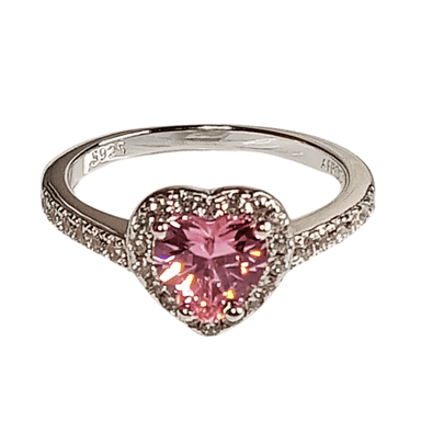 ANILLO DE COMPROMISO DE PLATA BAÑADO EN ORO BLANCO MODELO 614 ROSA