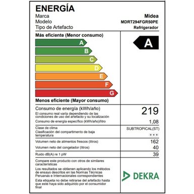 REFRIGERADOR MIDEA TMF FRÍO DIRECTO 210 LTS MDRT294FGR50PE - 3