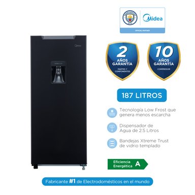 REFRIGERADORA MIDEA MDRD190ANLXW-PE, TOP FREEZER 187 LT GRAFITO