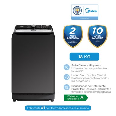 LAVADORA MIDEA 18KG AUTOMÁTICA MA512W180/T-PE TITANIUM
