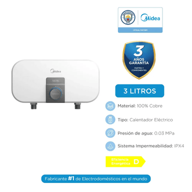 CALENTADOR DE AGUA ELÉCTRICO MIDEA MWH-55MJNPE(W)-WS BLANCO