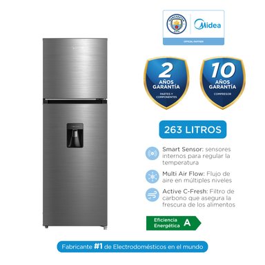 REFRIGERADORA MIDEA NO FROST 263LTS INOX MDRT385MTR46PEW