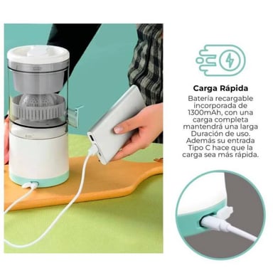EXPRIMIDOR ELÉCTRICO PORTÁTIL RECARGABLE DE NARANJA Y FRUTAS - 4