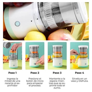 EXPRIMIDOR ELÉCTRICO PORTÁTIL RECARGABLE DE NARANJA Y FRUTAS - 5