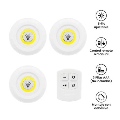SET 3 LUCES LED CONTROL REMOTO INALAMBRICO
