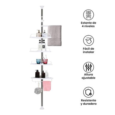ESQUINERO BLANCO ORGANIZADOR BAÑO REGULABLE 4 NIVELES