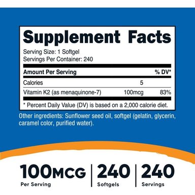 SUPLEMENTOS NUTRICOST K2 MK7 100MCG 240 SOFTGELS - 2