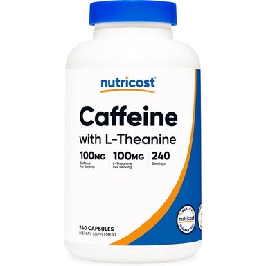 SUPLEMENTOS NUTRICOST CAFEÍNA CON LTEANINA 240 CÁPSULAS - 1