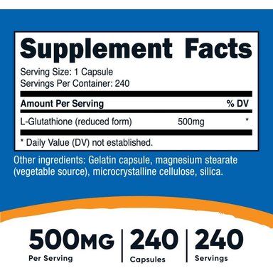 SUPLEMENTO GLUTATION GLUTATHIONE 500 MG 240 CÁPSULAS - 2