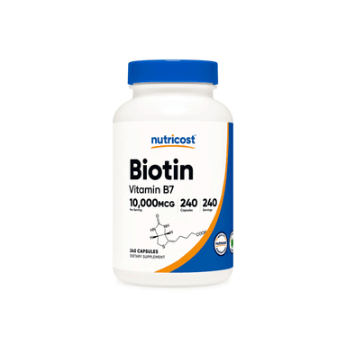 MULTIVITAMÍNICO BIOTINA CRECIMIENTO UÑAS CABELLO NUTRICOST 10,000 MCG 240 CÁPSULAS - 1