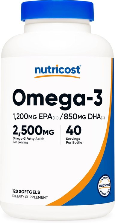 NUTRICOST OMEGA 3 120 CAPSULAS GEL FISH OIL EPA DHA CAPSULAS GEL