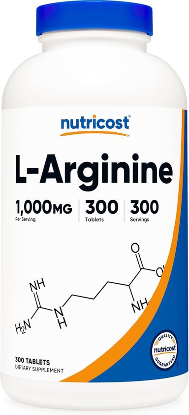 L-ARGININA 1000 MG, TABLETAS DE AMINOÁCIDOS (300 TABLETAS)