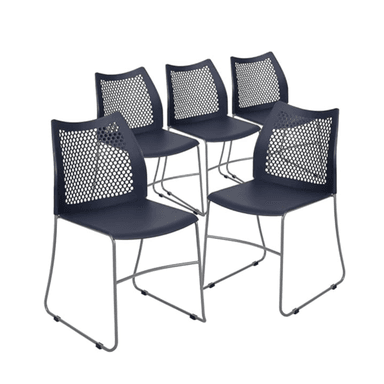 JUEGO FLASH FURNITURE 5 SILLAS AZUL MARINO APILABLES CON RESPALDAR