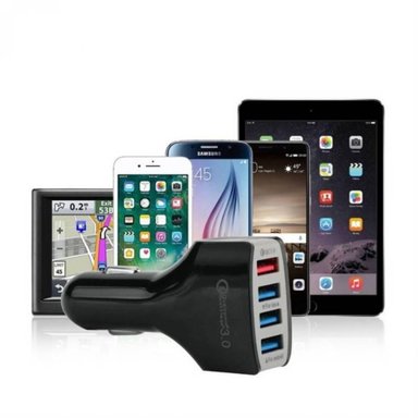 CARGADOR 4 PUERTOS DE AUTO CARRO USB CARGA RÁPIDA QC3.0 35W