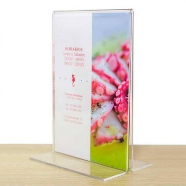 PORTAFOLLETO DE ACRILICO A6 - FORMA DE T