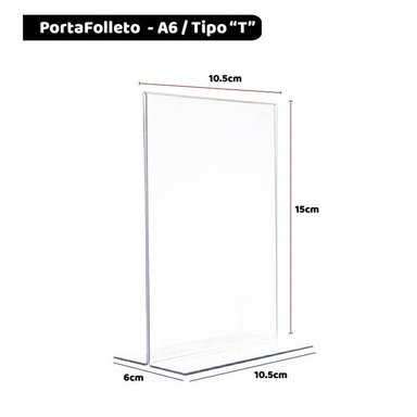 PORTAFOLLETO DE ACRILICO A6 - FORMA DE T - 3