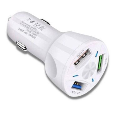 CARGADOR DE AUTO 3 PUERTOS CARRO USB CARGA RAPIDA 35W BLANCO - 2