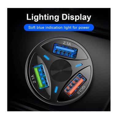 CARGADOR DE AUTO 3 PUERTOS CARRO USB CARGA RAPIDA 35W BLANCO - 4