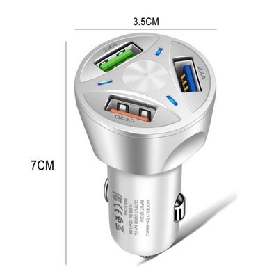 CARGADOR DE AUTO 3 PUERTOS CARRO USB CARGA RAPIDA 35W BLANCO - 5