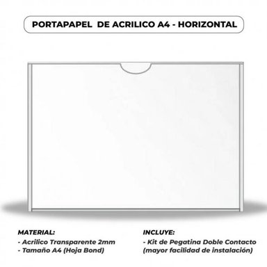 PORTAPAPEL DE ACRILICO A4 - HORIZONTAL